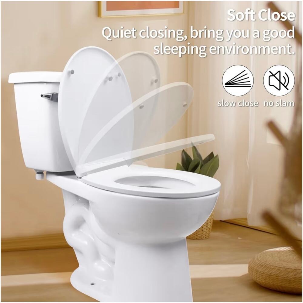 Round Soft-Close Toilet Seat – White Quick Release Bathroom Seat - Picture 3 of 5
